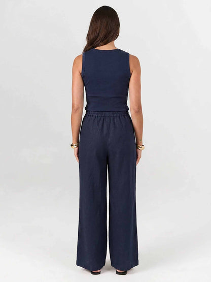 Sasha Linen Pants - Navy