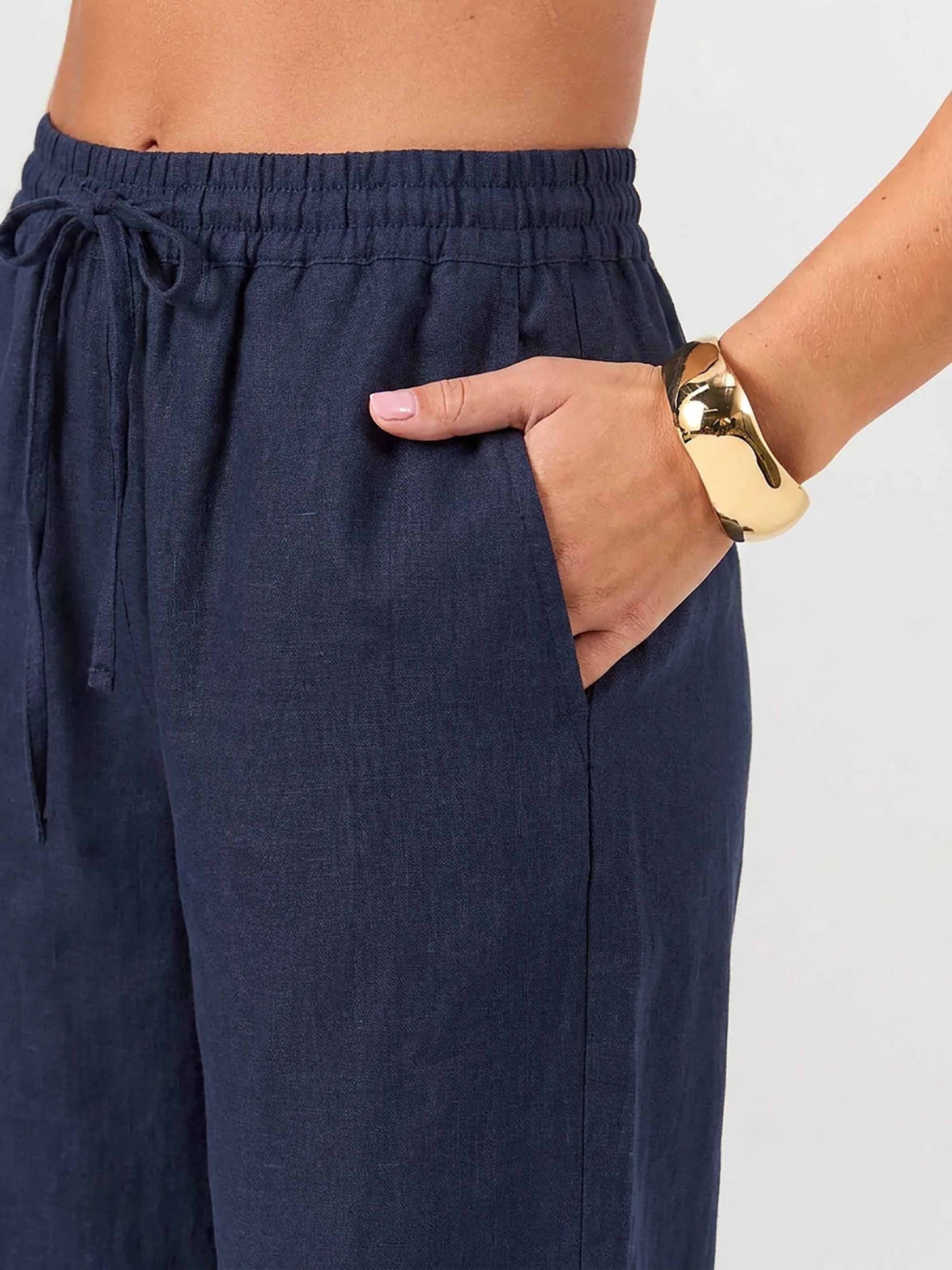 Sasha Linen Pants - Navy
