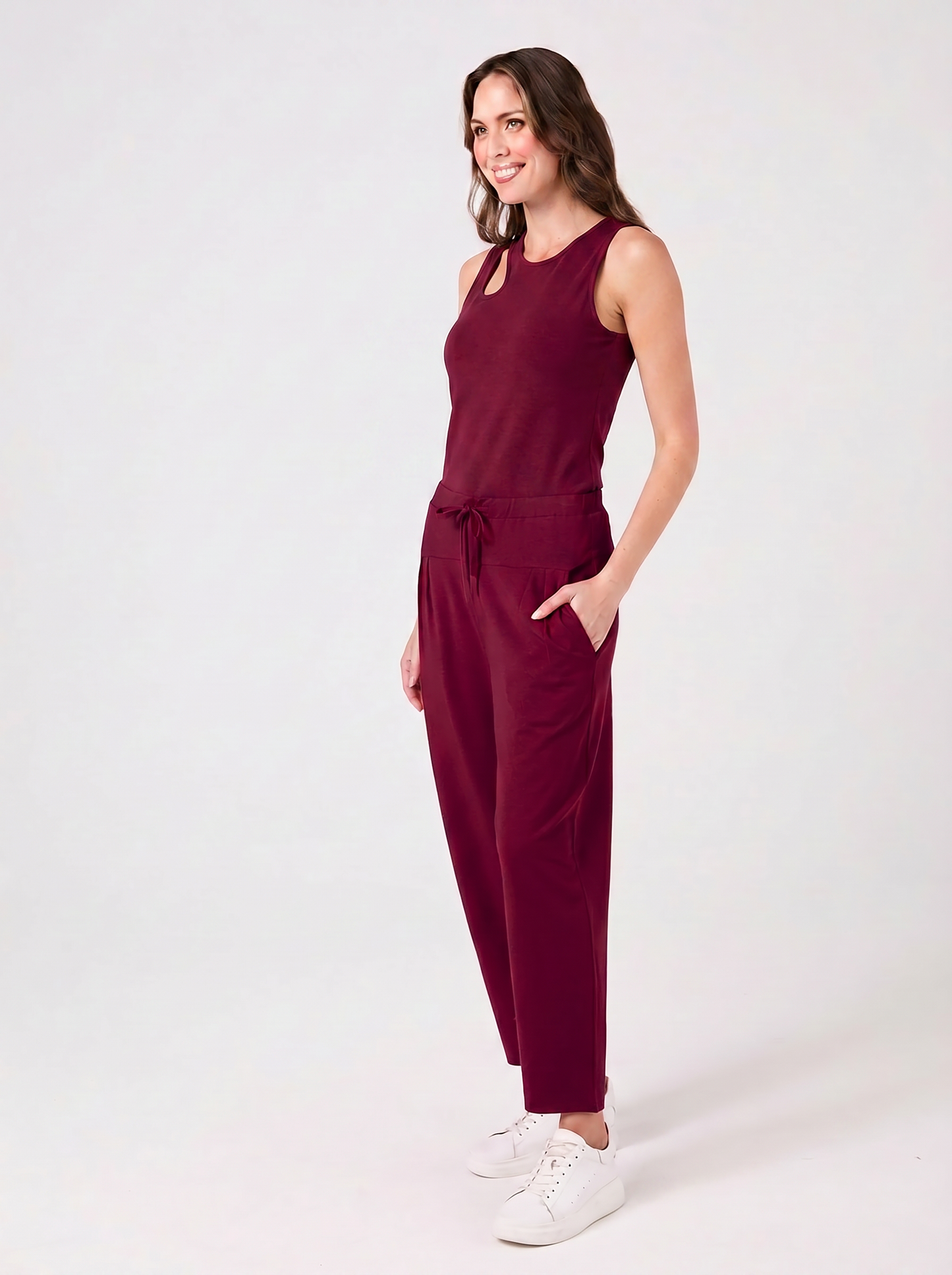 Kyoto Ankle Length French Terry Jogger - Sangria