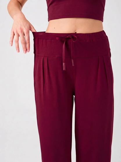 Kyoto Ankle Length French Terry Jogger - Sangria