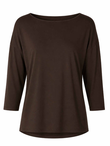 Modal Luxe Layer Tee 3/4 Sleeve - Coffee Bean