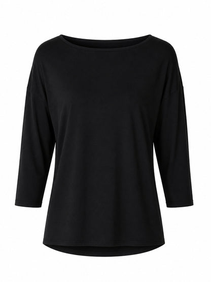 Modal Luxe Layer Tee 3/4 Sleeve - Black