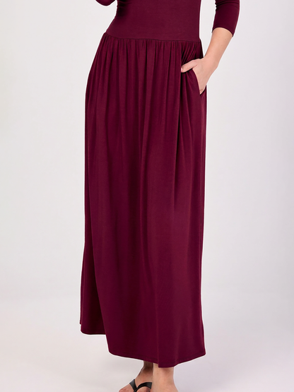 7/8 Sleeve Essential Maxi Dress  Sangria