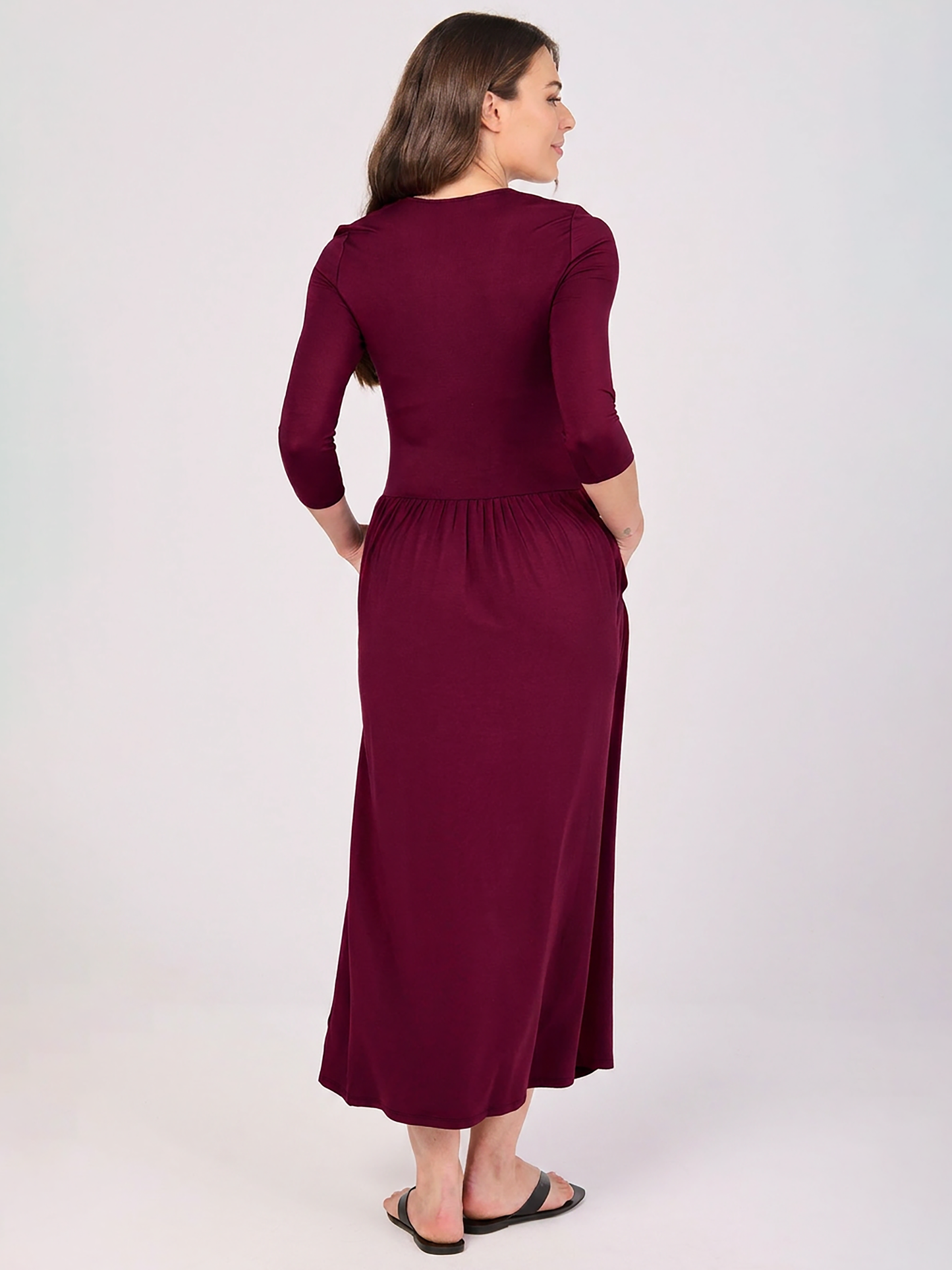 7/8 Sleeve Essential Maxi Dress  Sangria