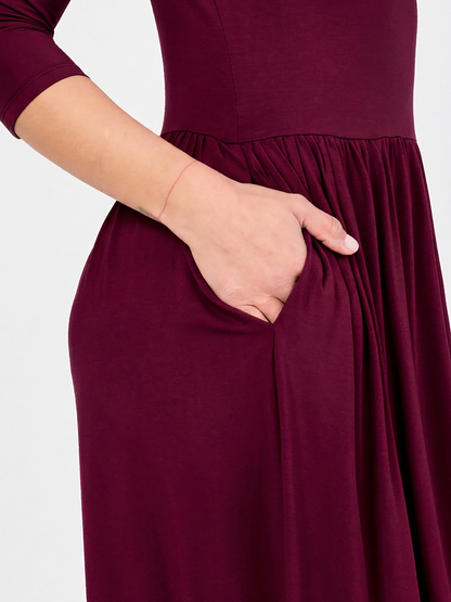 7/8 Sleeve Essential Maxi Dress  Sangria