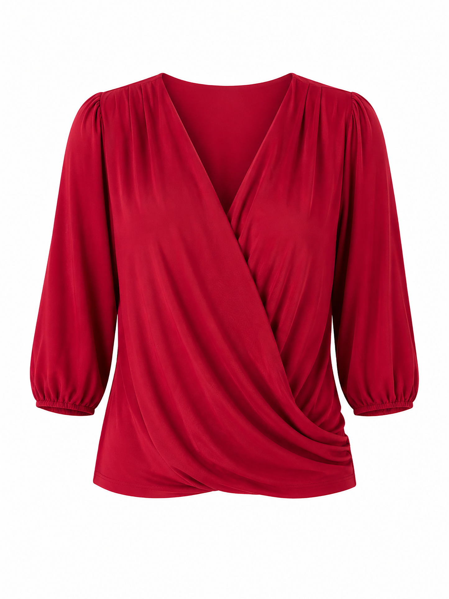 Athena 7/8 Sleeve  Drape Top - Cherry