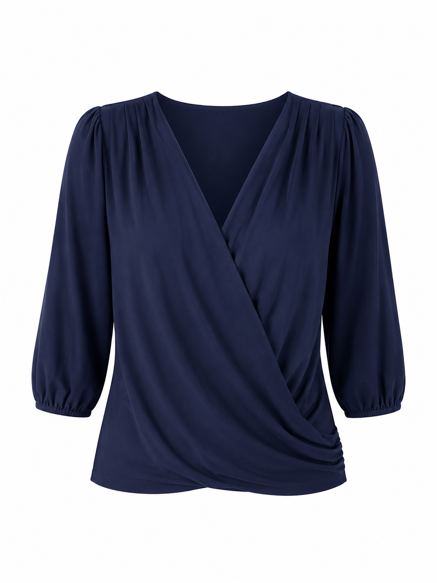Athena 7/8 Sleeve  Drape Top - Navy