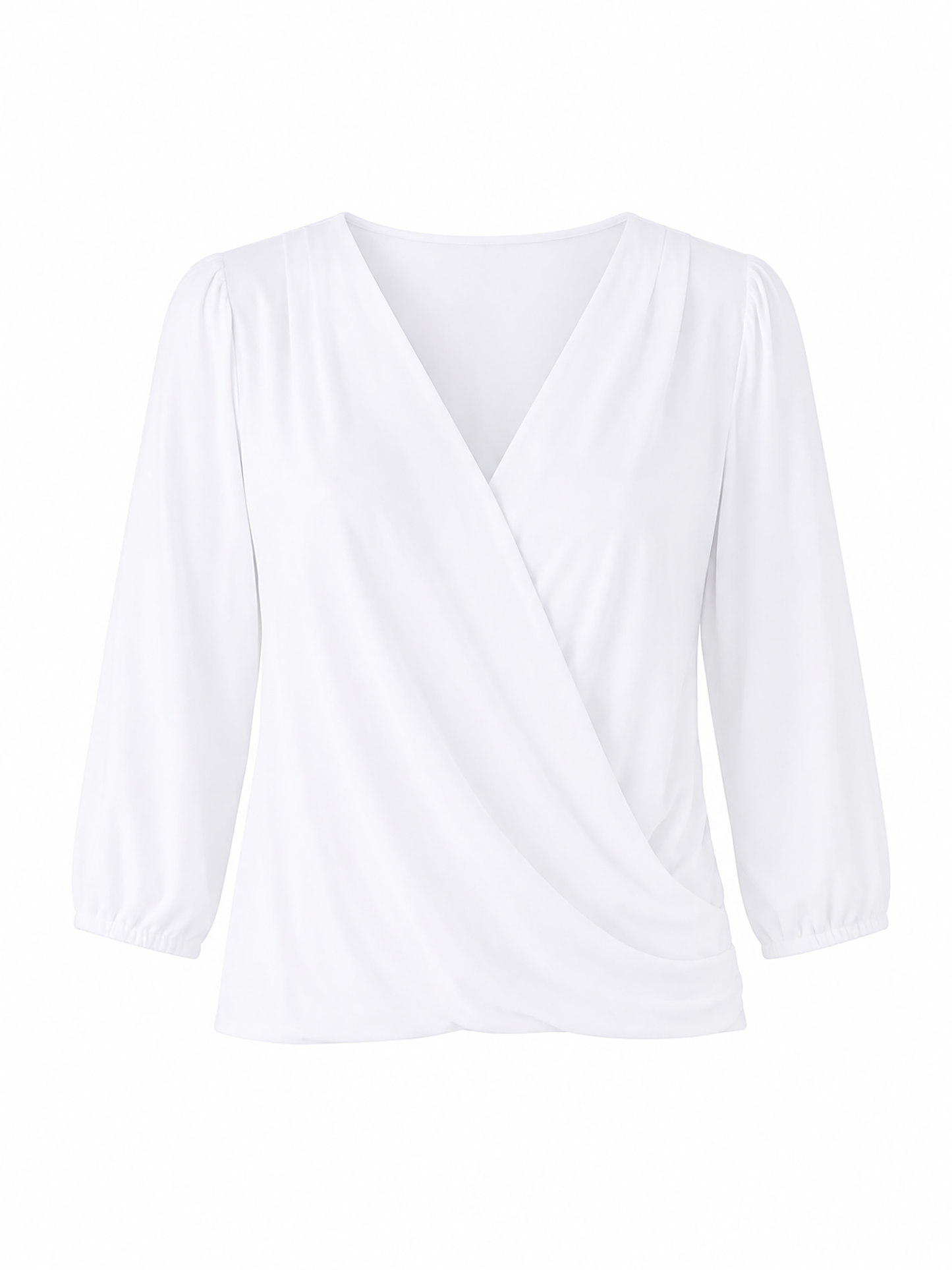 Athena 7/8 Sleeve  Drape Top - White