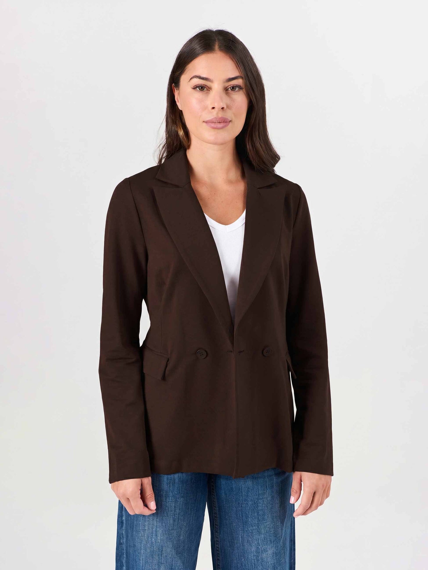 The Double - Breasted Blazer - Coffee Bean