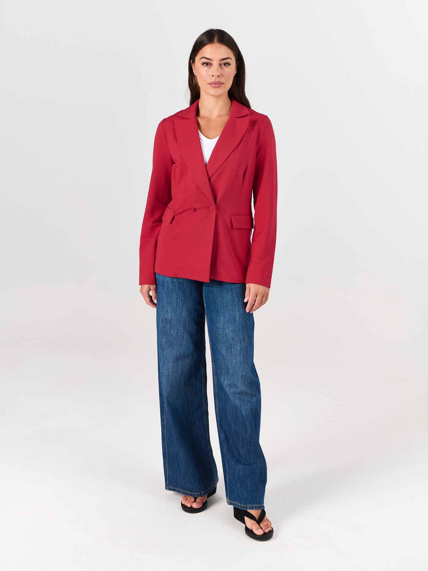 The Double - Breasted Blazer - Cherry