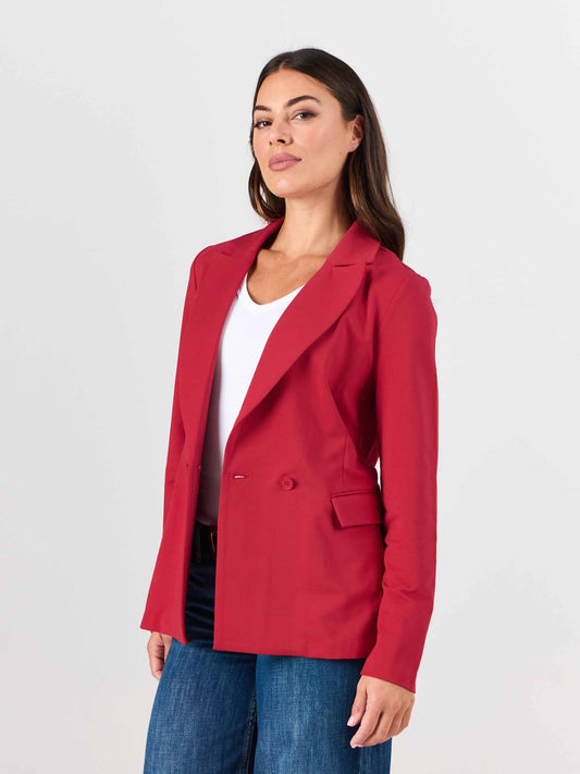 The Double - Breasted Blazer - Cherry