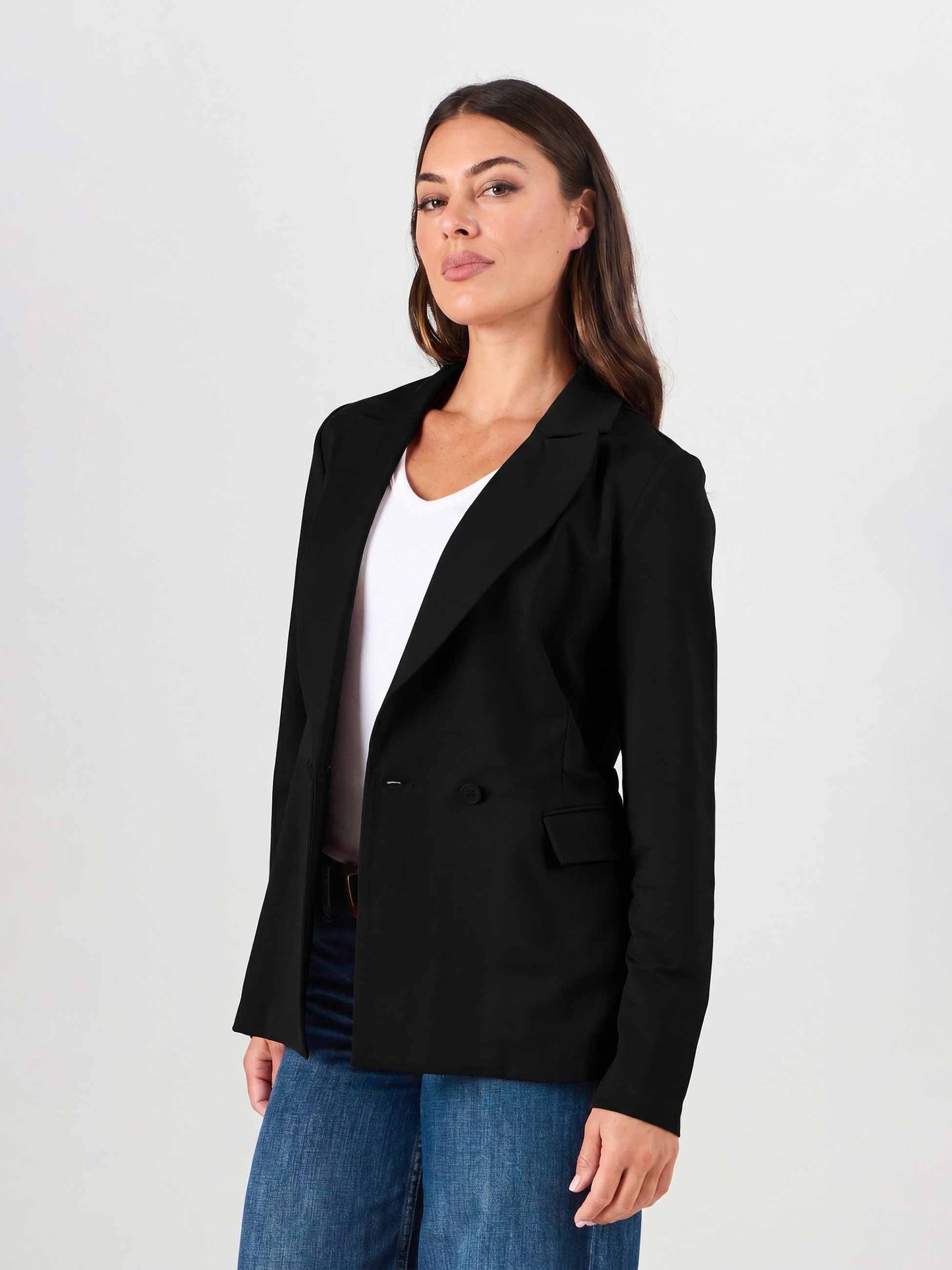 The Double - Breasted Blazer - Black