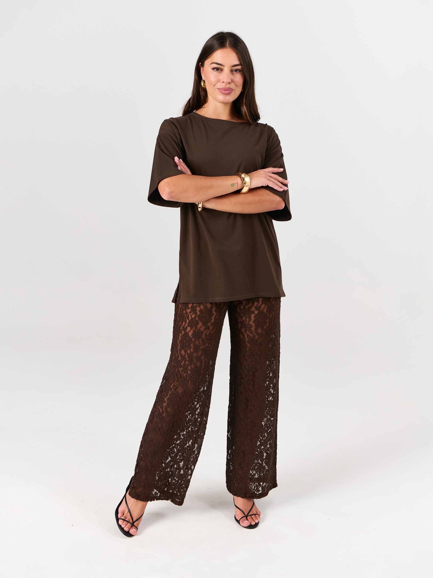 Chantelle Lace Pant - Coffee Bean