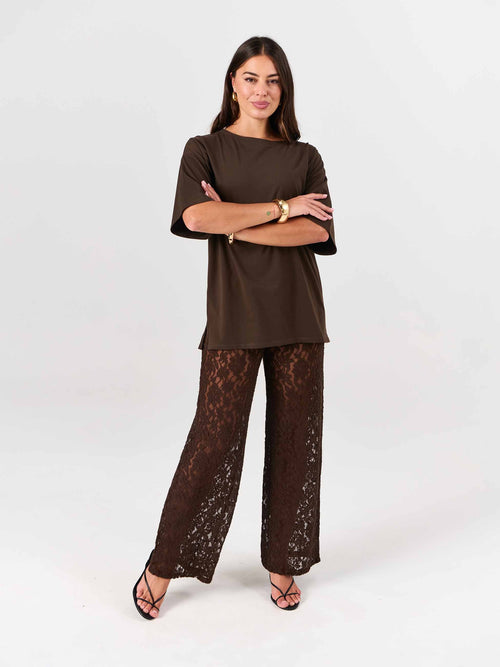 Chantelle Lace Pant - Coffee Bean
