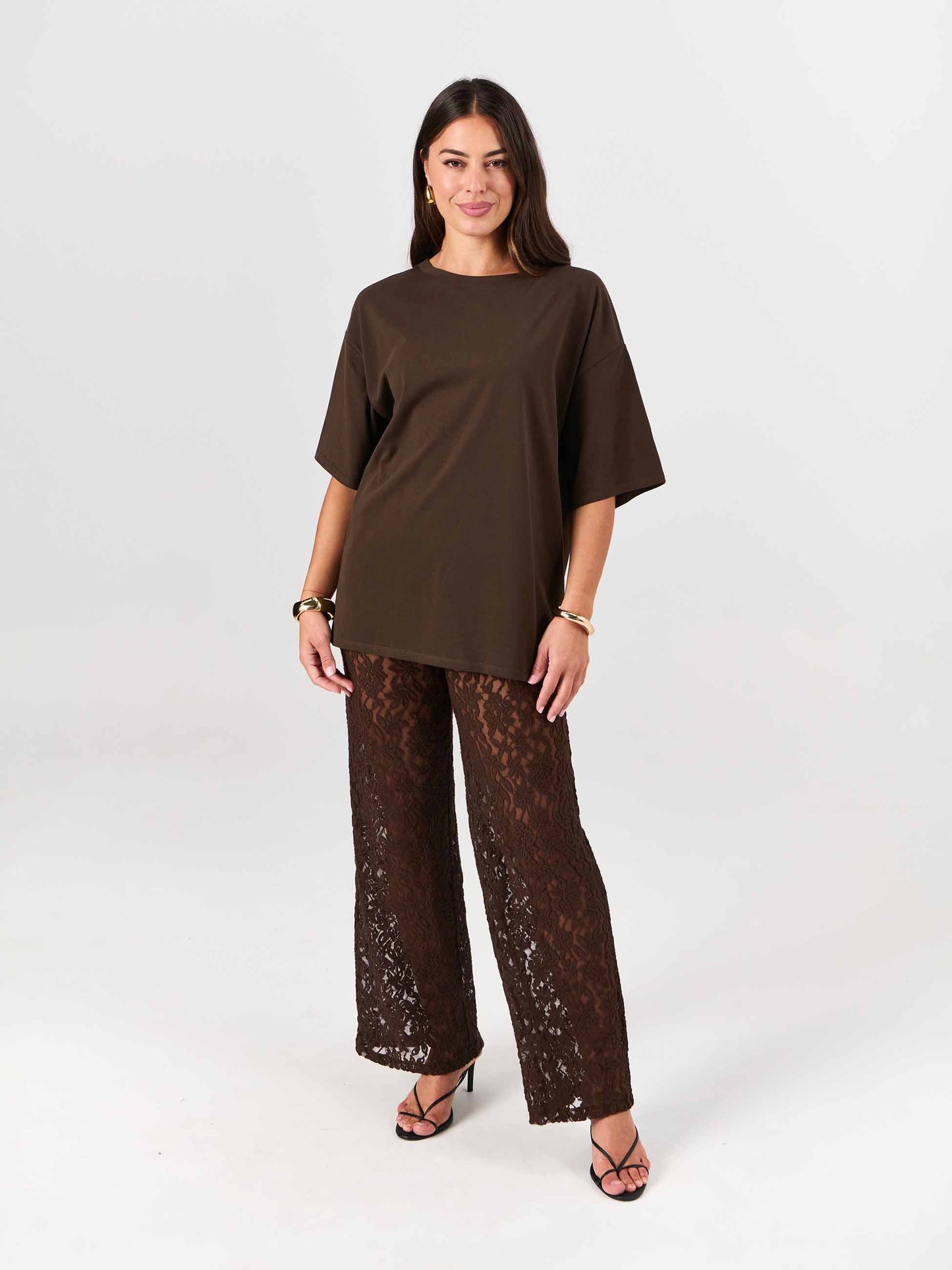 Chantelle Lace Pant - Coffee Bean