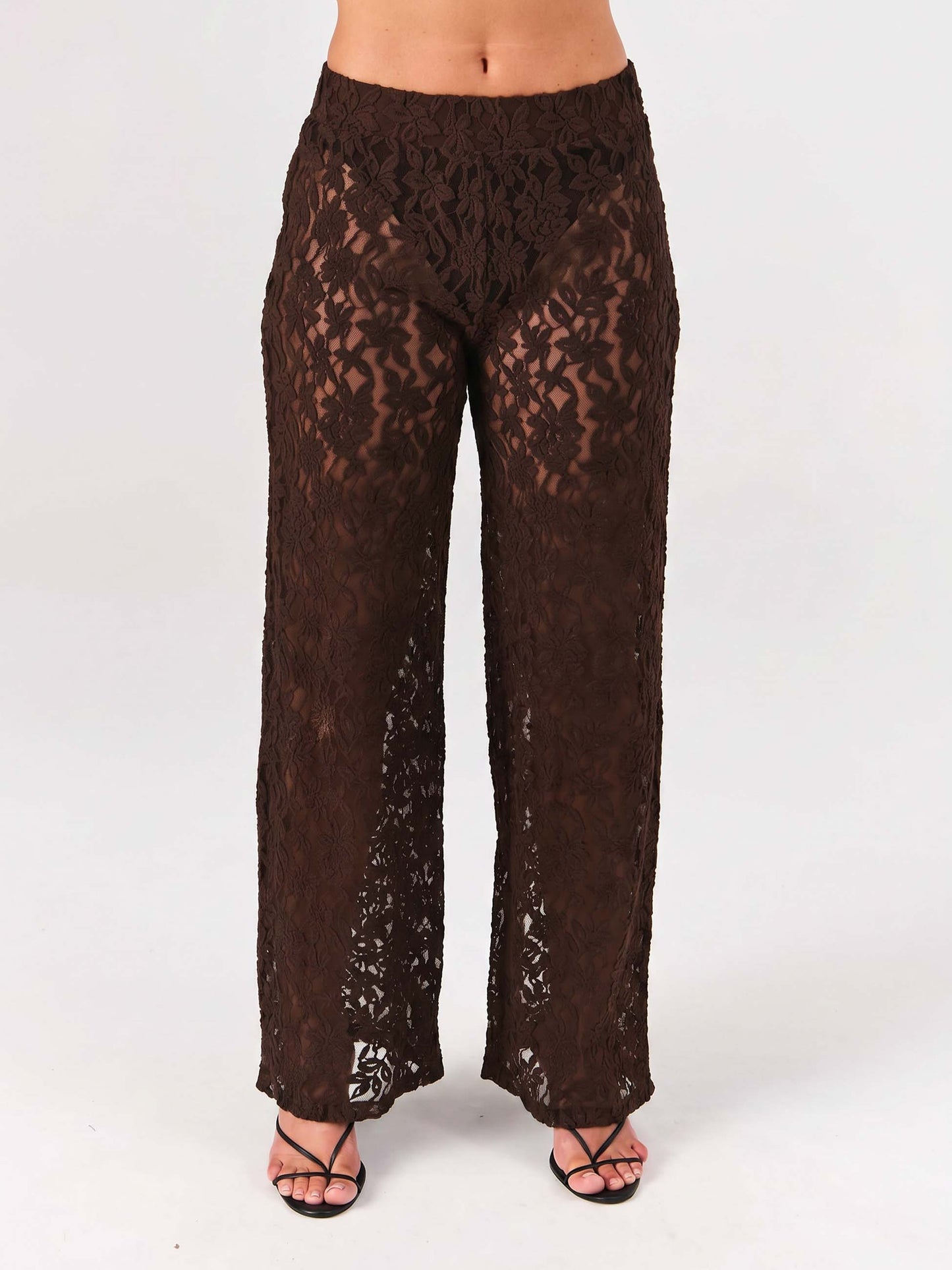 Chantelle Lace Pant - Coffee Bean