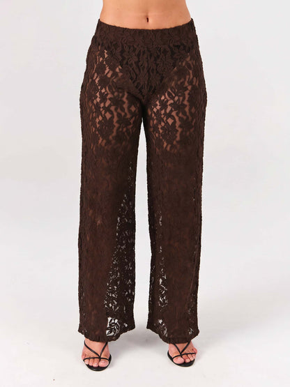 Chantelle Lace Pant - Coffee Bean
