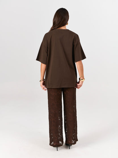 Chantelle Lace Pant - Coffee Bean