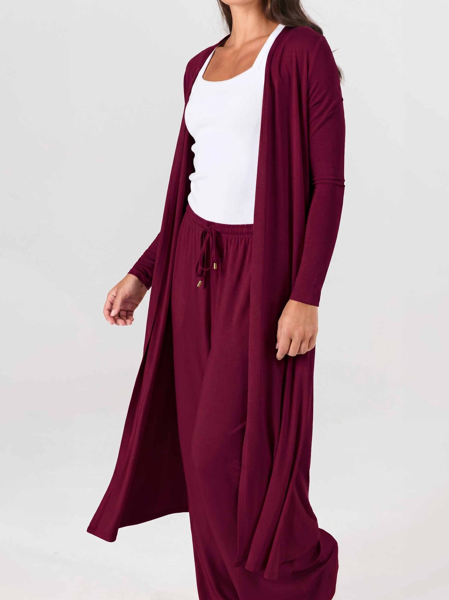 Modal Longline Cardigan - Sangria