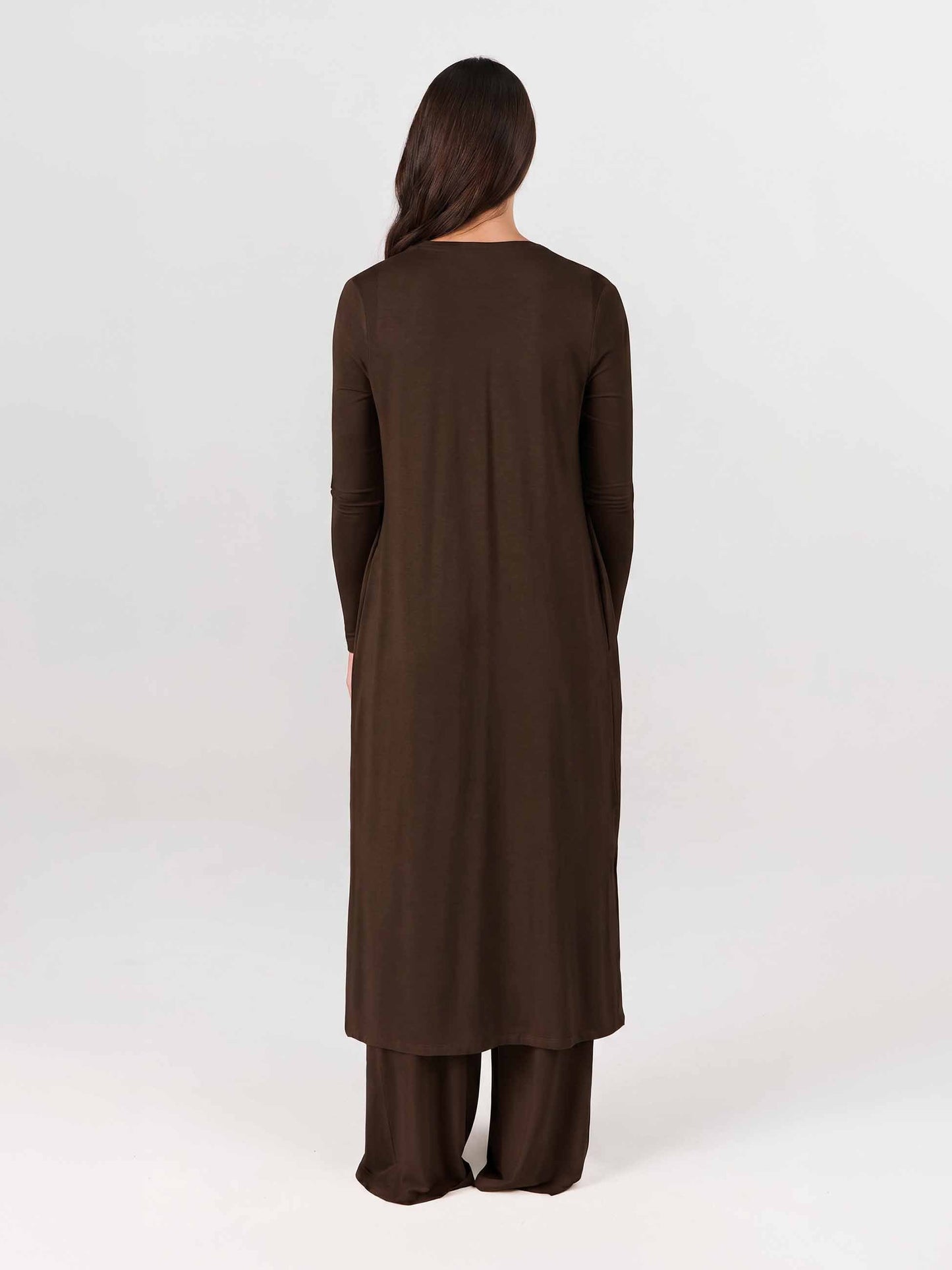 Modal Longline Cardigan - Coffee Bean