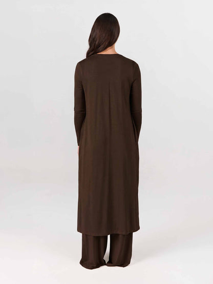Modal Longline Cardigan - Coffee Bean