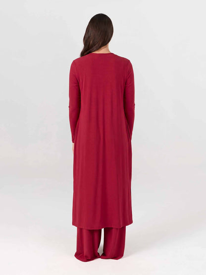 Modal Longline Cardigan - Cherry