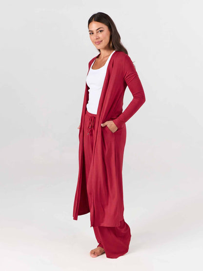 Modal Longline Cardigan - Cherry