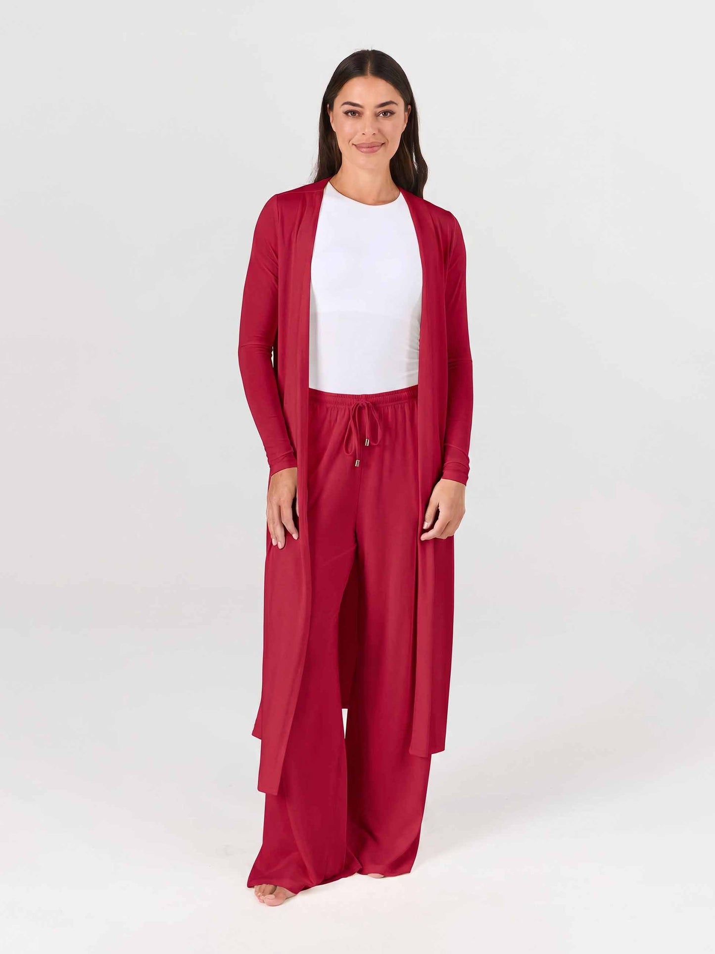 Modal Longline Cardigan - Cherry