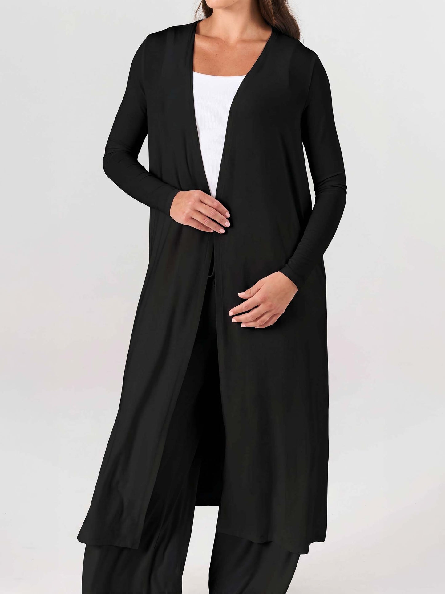 Modal Longline Cardigan - Black