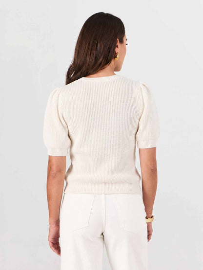 Claire Cotton Knit Top - Soft White