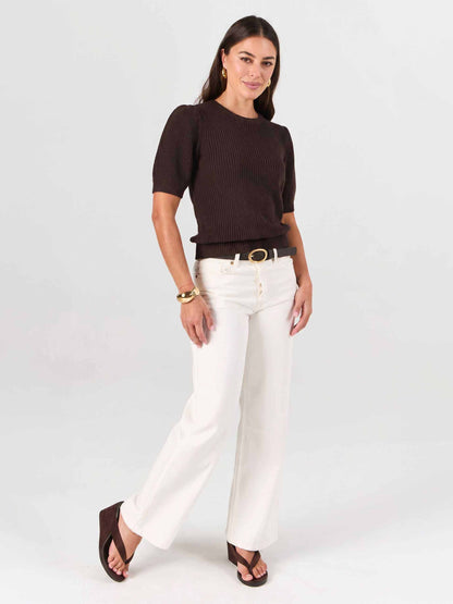 Claire Cotton Knit Top - Coffee Bean
