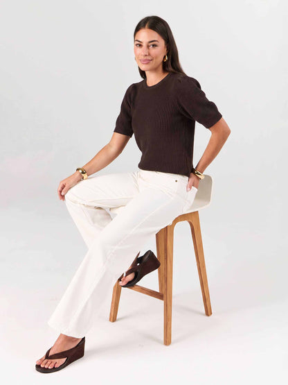 Claire Cotton Knit Top - Coffee Bean
