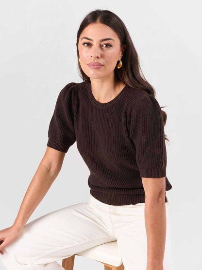Claire Cotton Knit Top - Coffee Bean