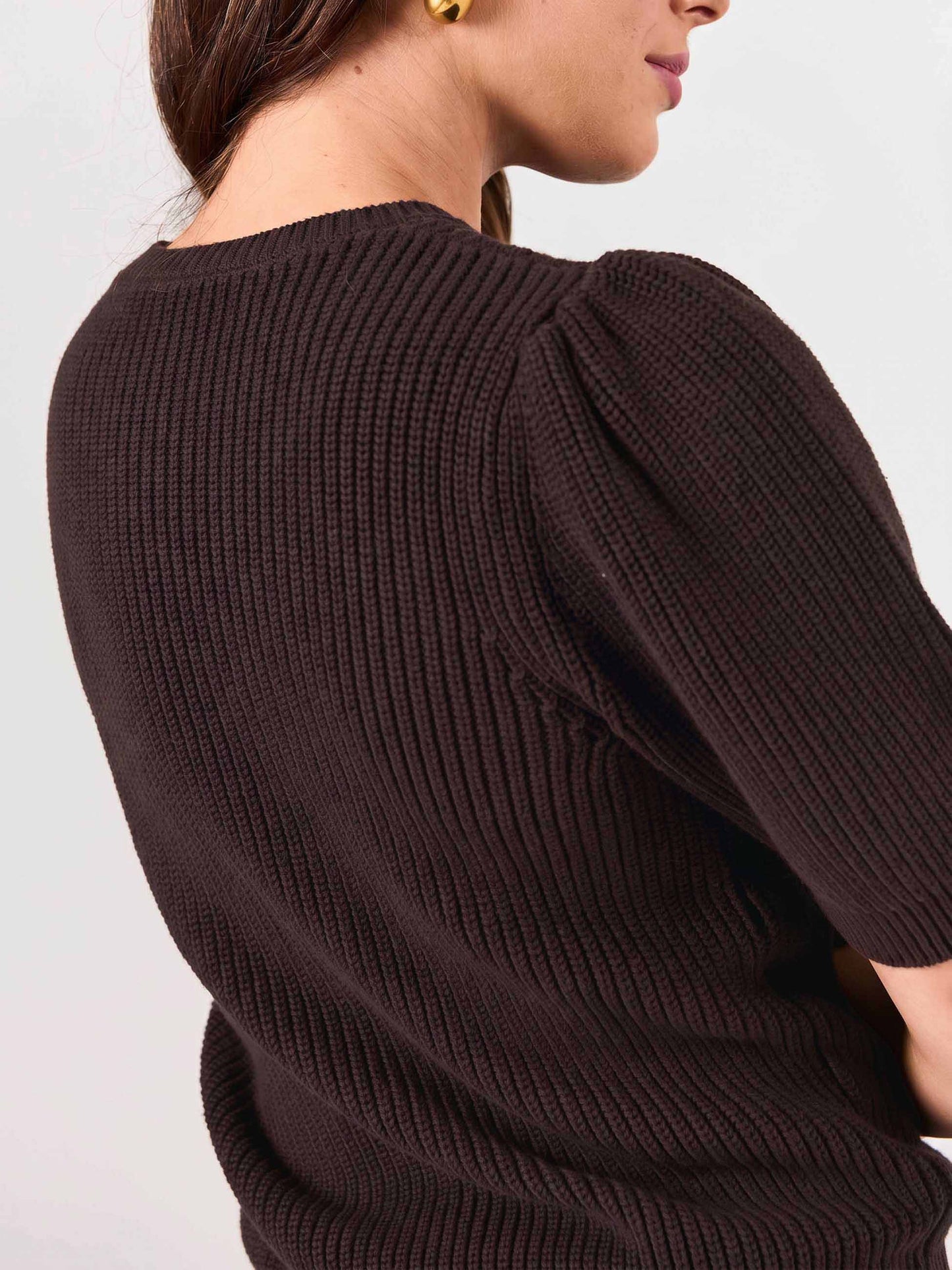 Claire Cotton Knit Top - Coffee Bean