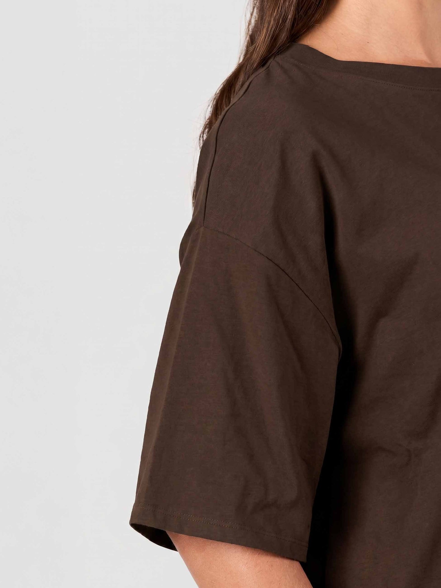 Oversized Pima Cotton Tee - Coffee Bean