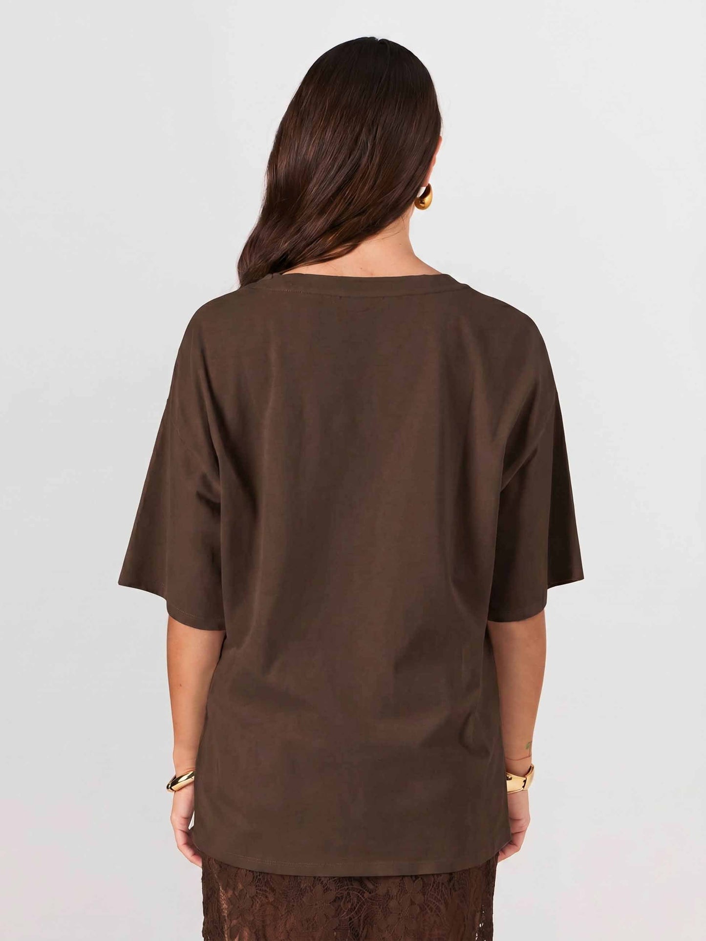 Oversized Pima Cotton Tee - Coffee Bean