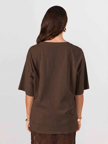 Oversized Pima Cotton Tee - Coffee Bean
