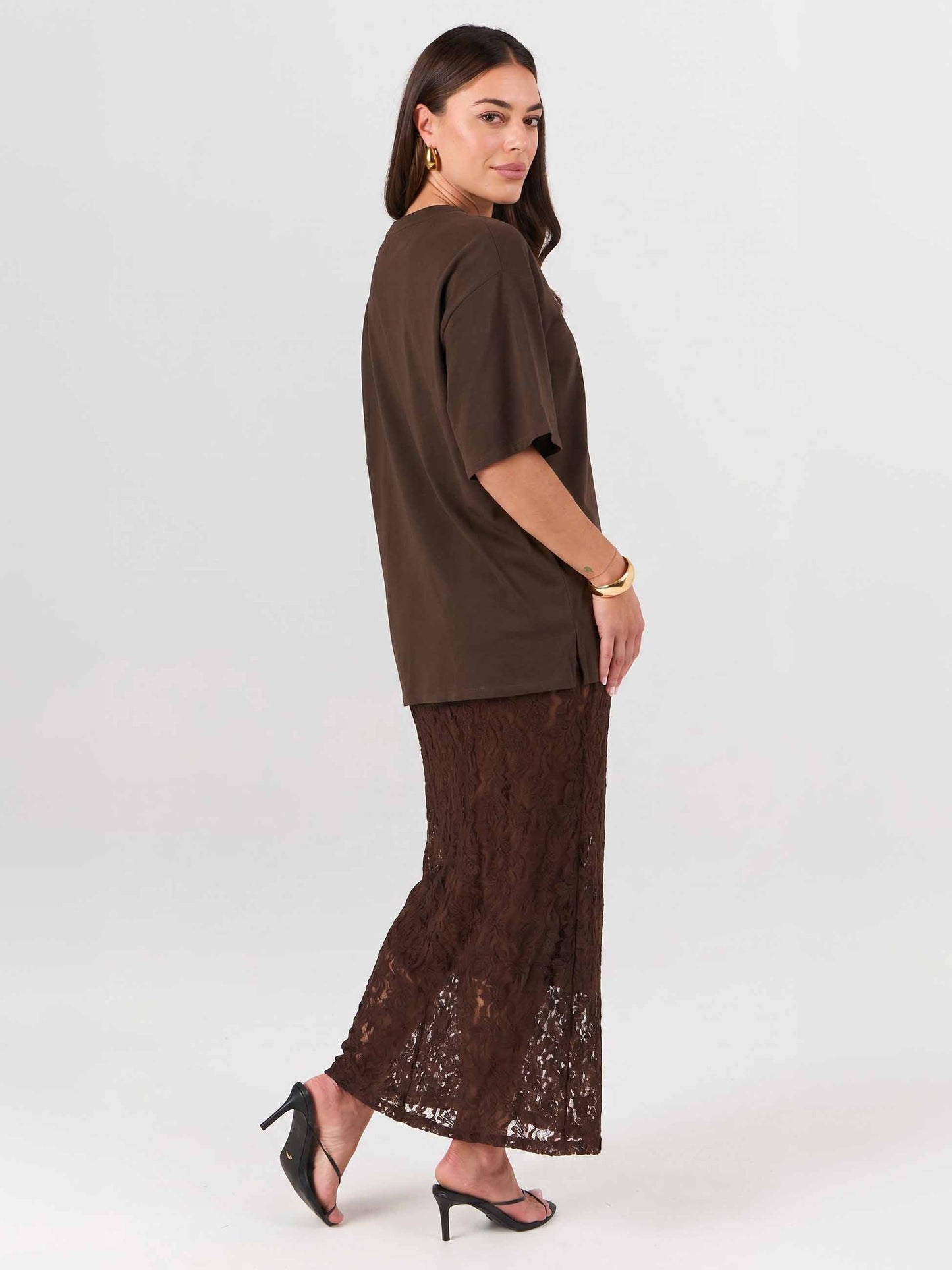 Oversized Pima Cotton Tee - Coffee Bean
