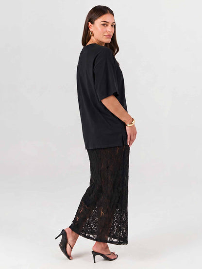 Oversized Pima Cotton Tee - Black