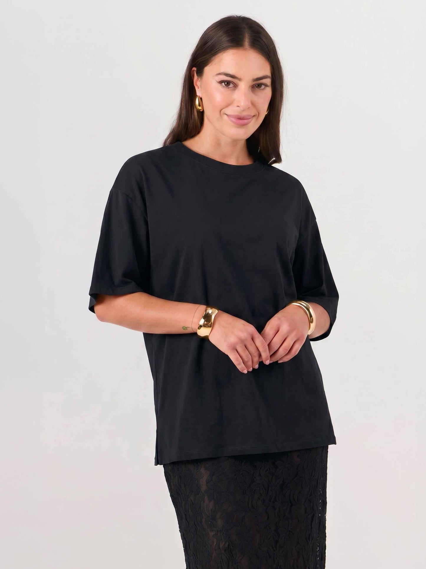 Oversized Pima Cotton Tee - Black