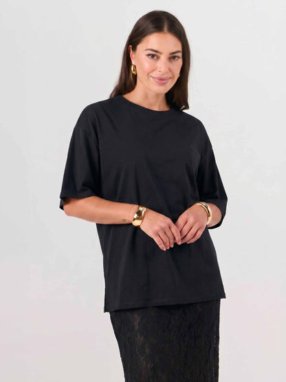Oversized Pima Cotton Tee - Black