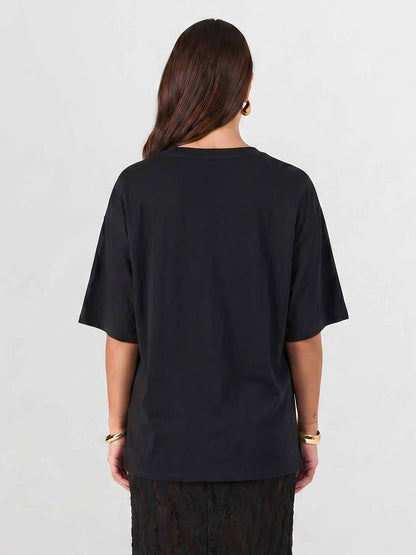 Oversized Pima Cotton Tee - Black