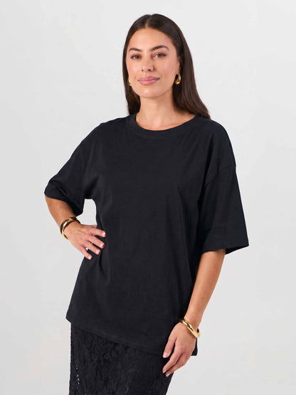 Oversized Pima Cotton Tee - Black