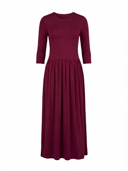 7/8 Sleeve Essential Maxi Dress  Sangria