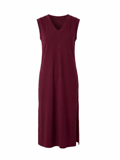Everly V Neck Maxi  Dress - Sangria