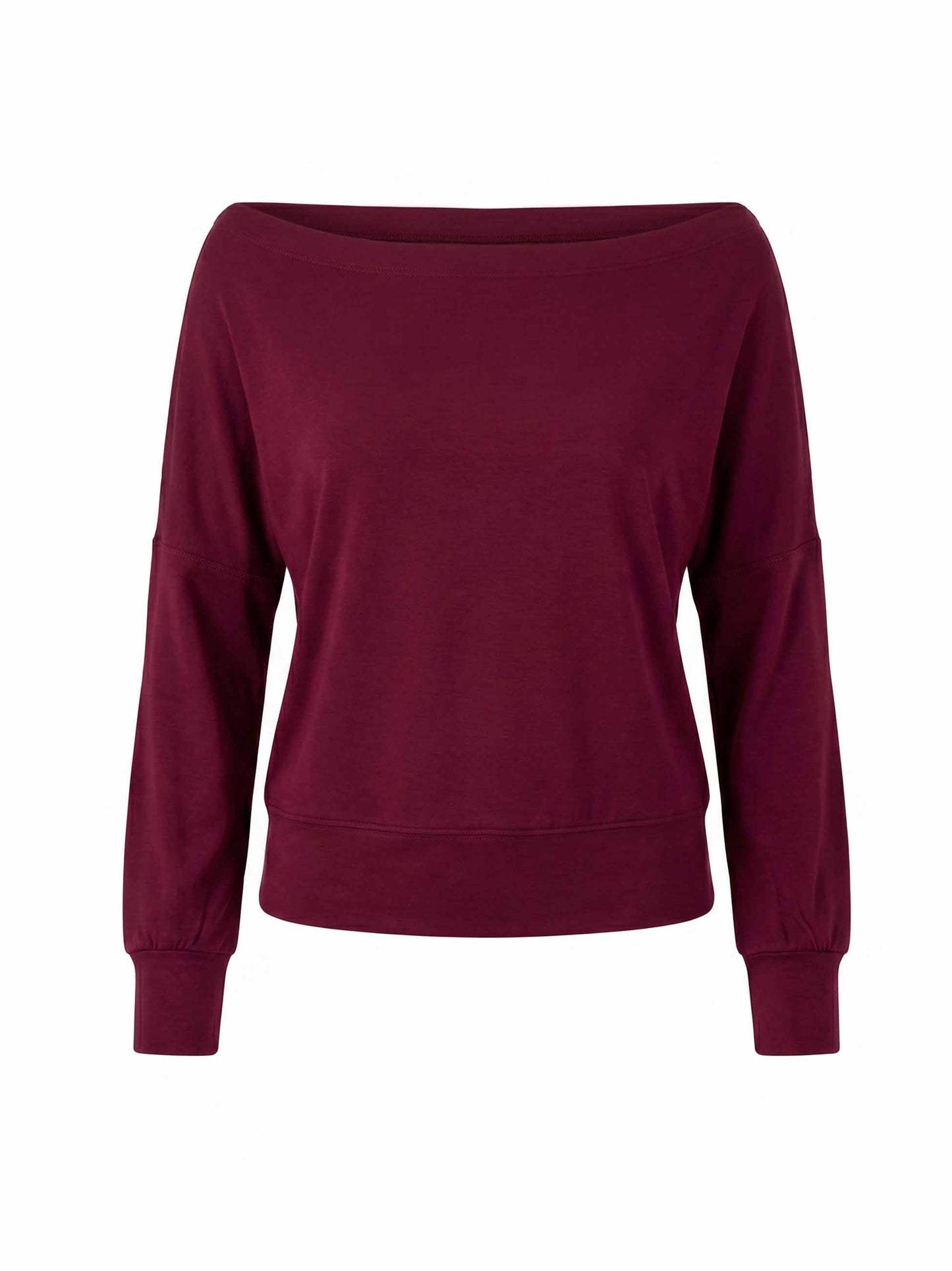 French Terry Off Shoulder Sweatshirt  - Sangria