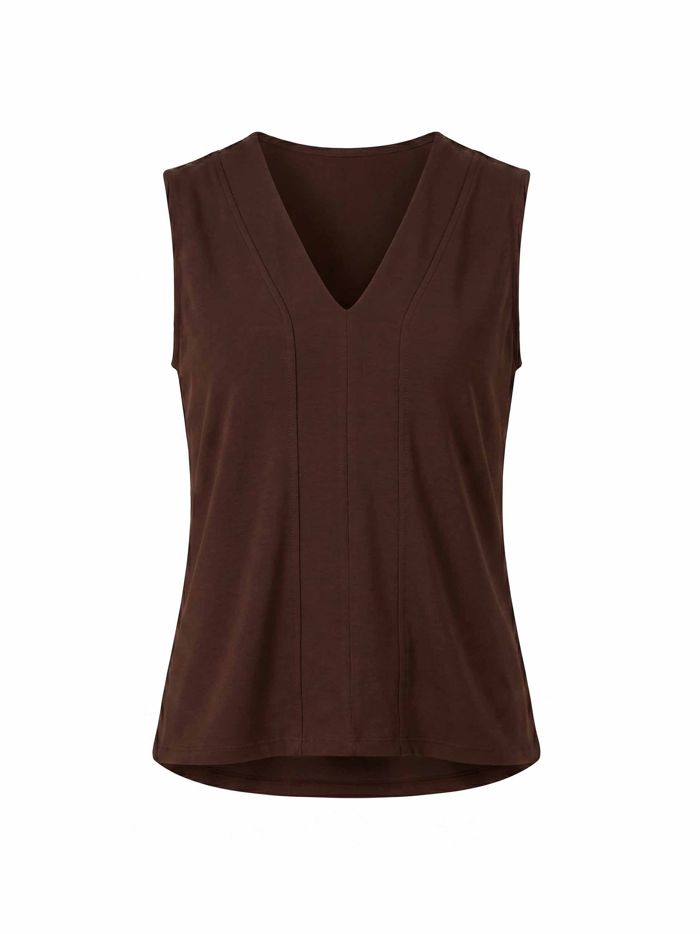 Laura V Neck Top - Coffee Bean