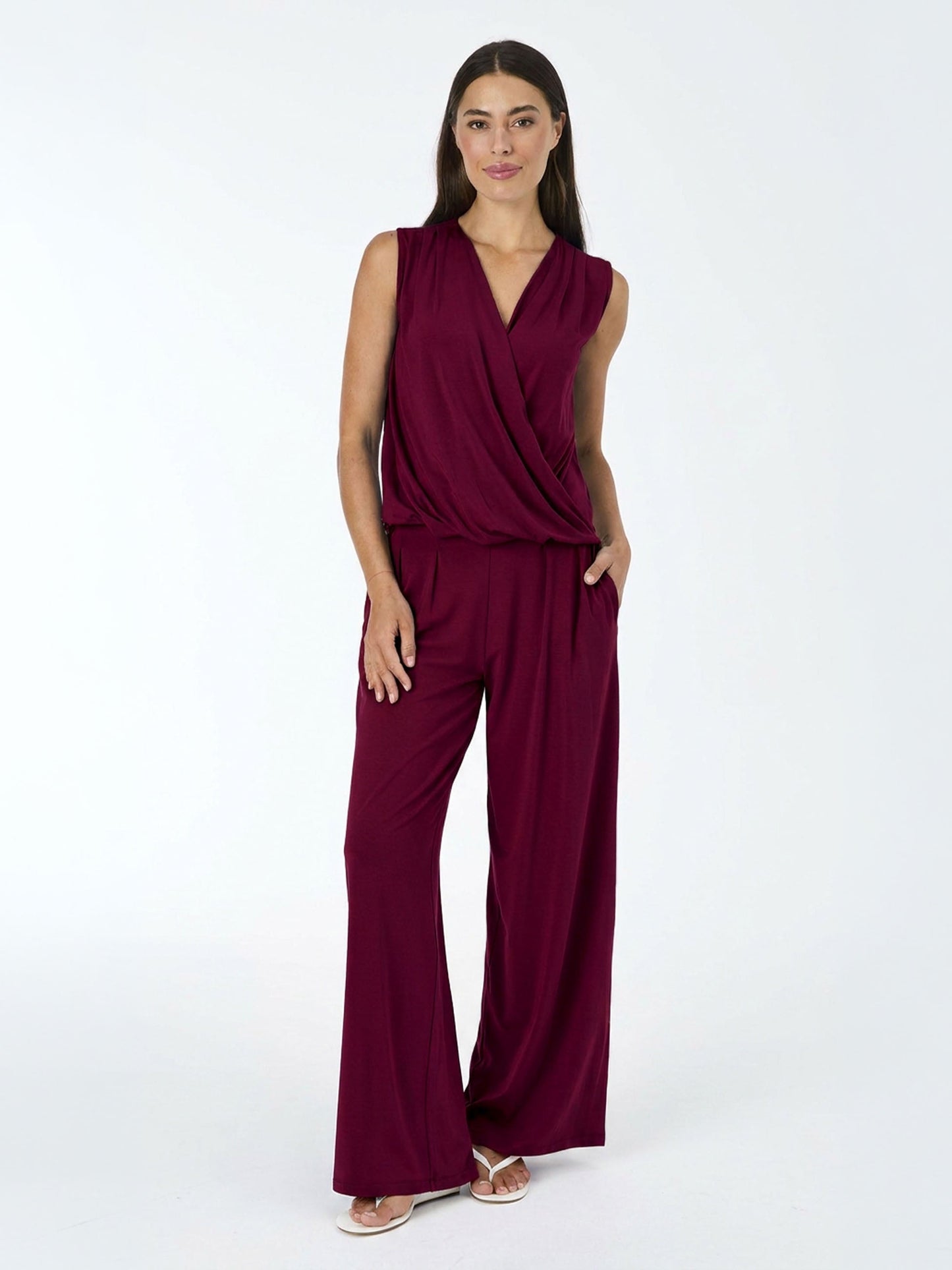 Emery Wide Leg Pants - Sangria