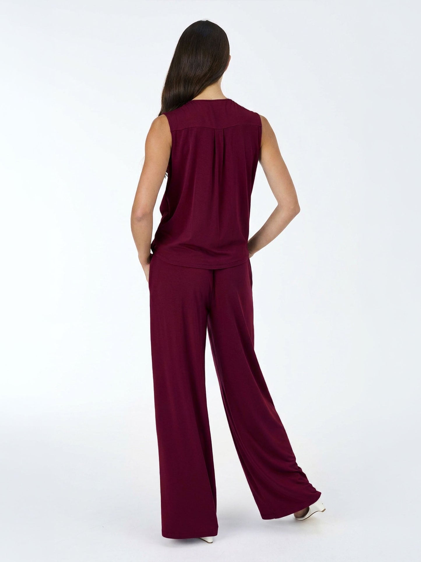 Emery Wide Leg Pants - Sangria