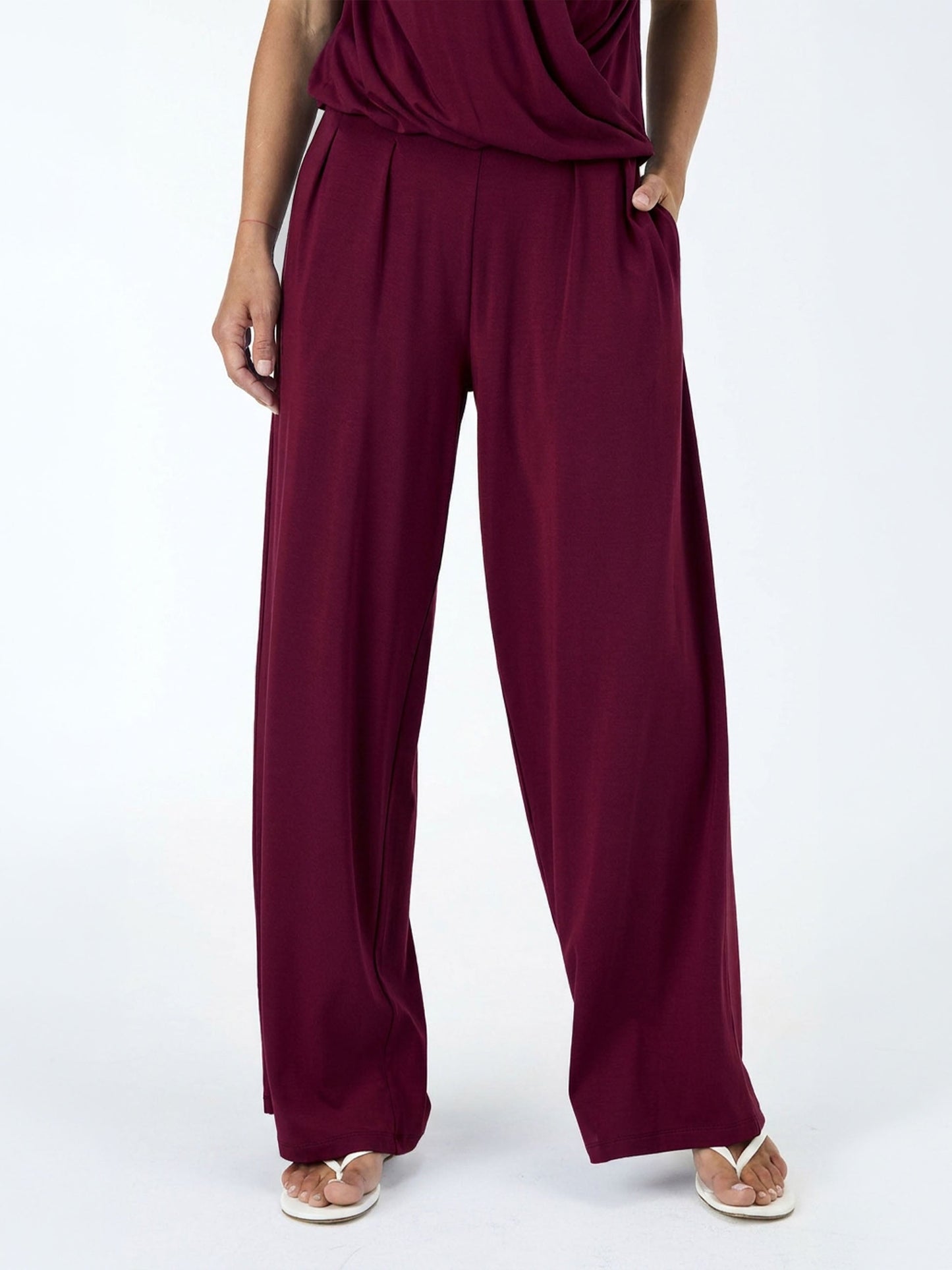 Emery Wide Leg Pants - Sangria